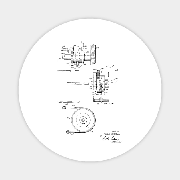 Driving and supporting means for high speed printing drum Vintage Patent Hand Drawing Magnet by TheYoungDesigns